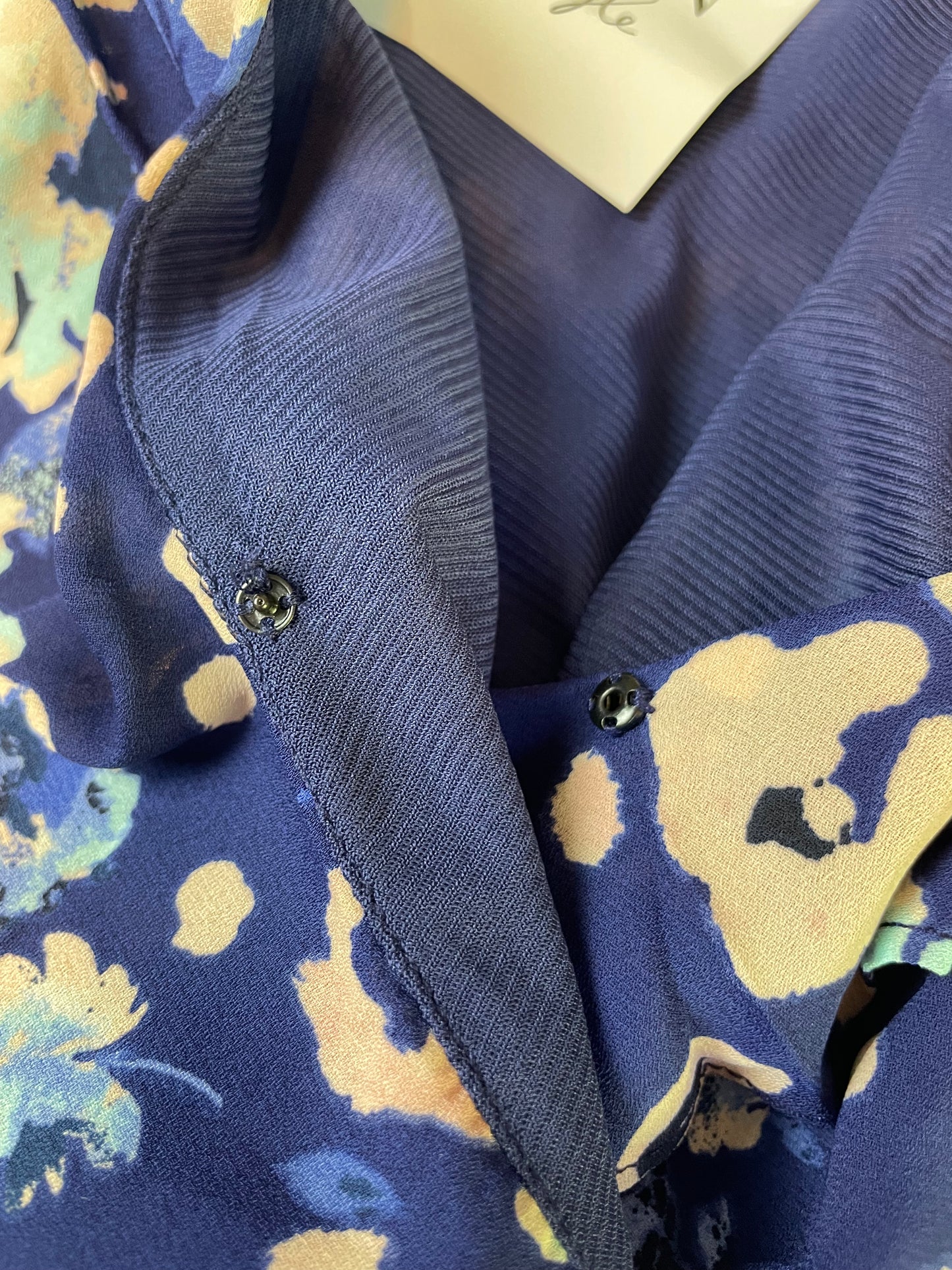 NWT Navy Floral Wrap Dress with Flutter Sleeves {M}