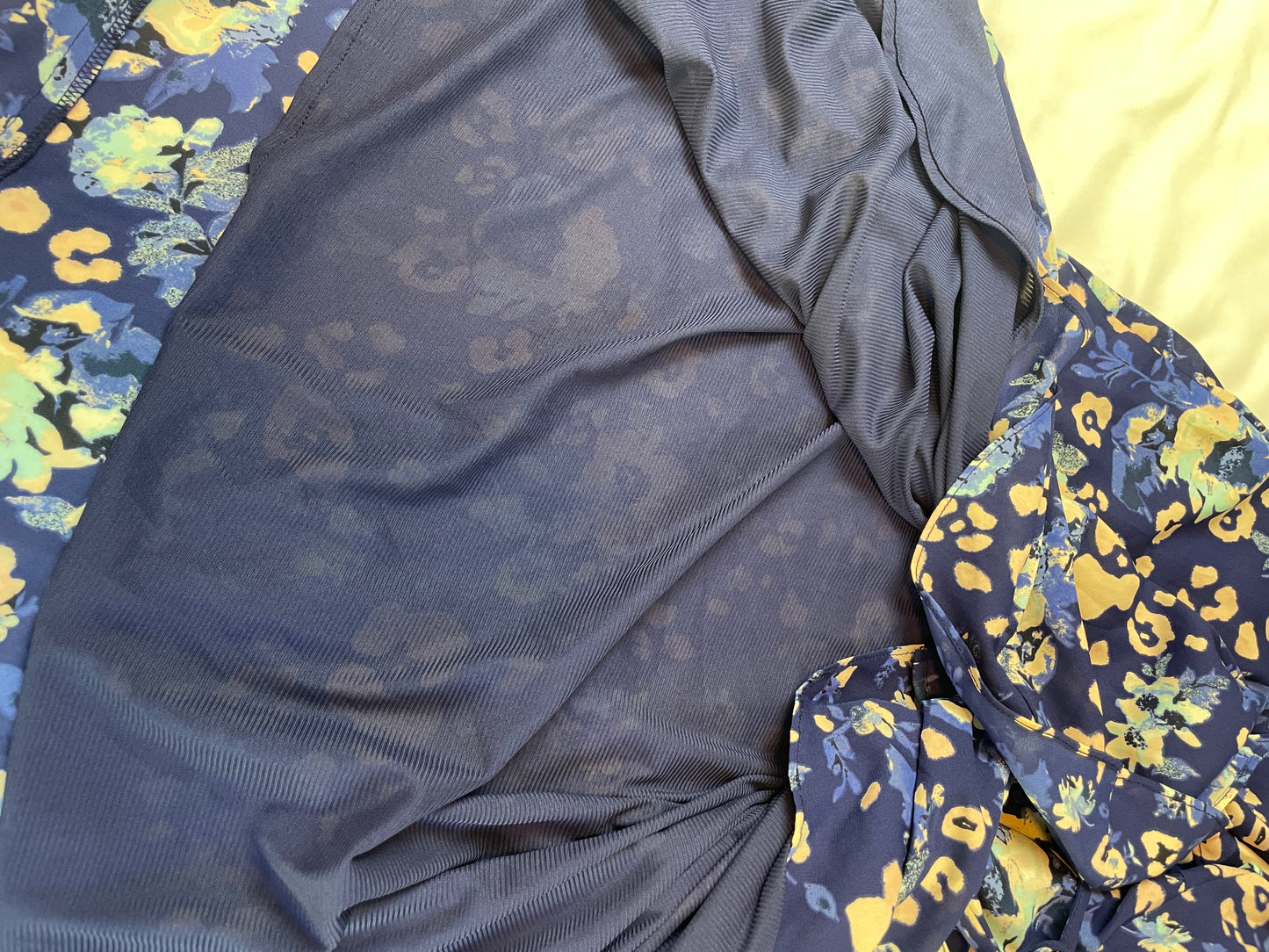 NWT Navy Floral Wrap Dress with Flutter Sleeves {M}