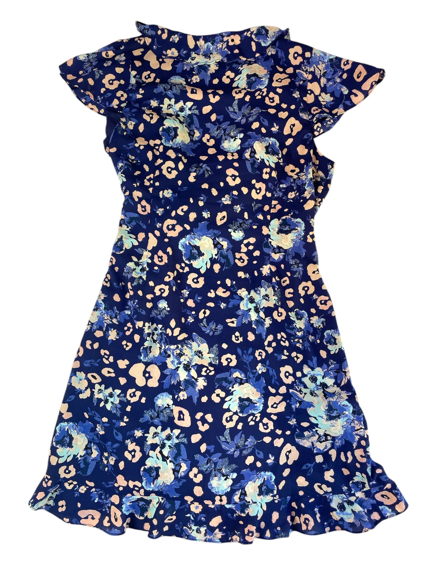 NWT Navy Floral Wrap Dress with Flutter Sleeves {M}